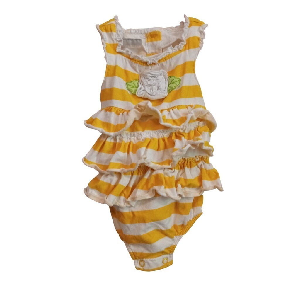 First Impressions baby girl yellow and white ruffle onesie